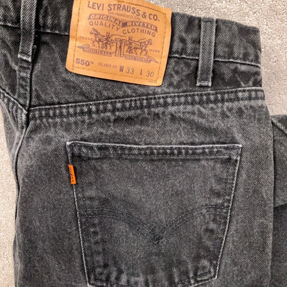 Levis 550‎ Jeans Mens 33W 30L Charcoal Wash Orange Tab Relaxed Fit  Denim Pants